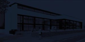 render nieuw gebouw energiecentrum donker